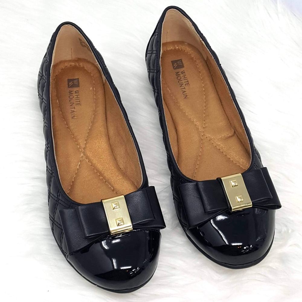 White Mountain Black Motel Quilted Ballet Flats 7M